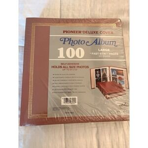 Pioneer Deluxe Cover Photo Album 100 Fast-Stik Pages Burgundy Gold 4923 Style 55